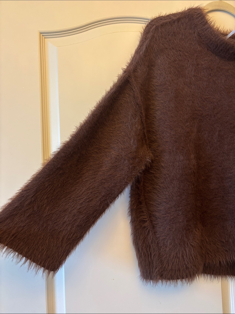 Free People Plush Crewneck Sweater in Mauve Brown - Picture 2 of 6